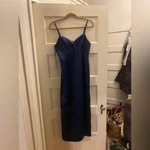 Navy blue satin top shop dress